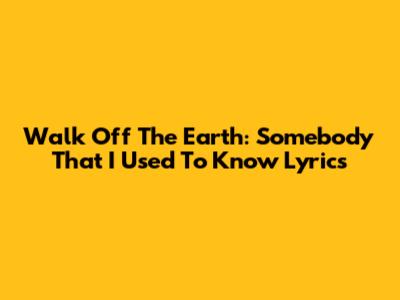 Walk Off The Earth: Somebody That I Used To Know Lyrics