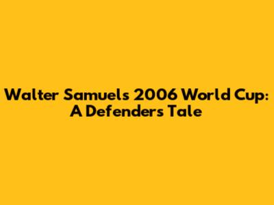 Walter Samuel's 2006 World Cup: A Defender's Tale