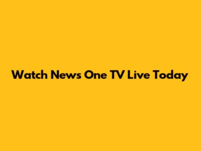 Watch News One TV Live Today