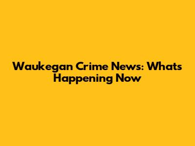 Waukegan Crime News: What's Happening Now
