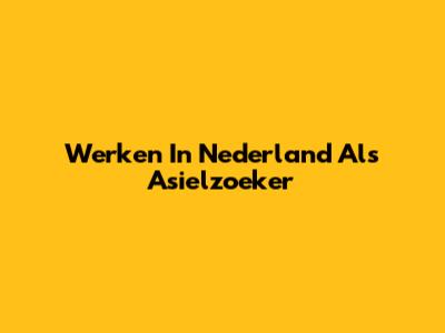 Werken In Nederland Als Asielzoeker