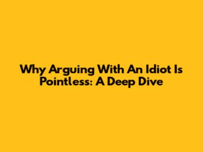 Why Arguing With An Idiot Is Pointless: A Deep Dive