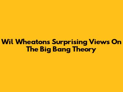 Wil Wheaton's Surprising Views On The Big Bang Theory