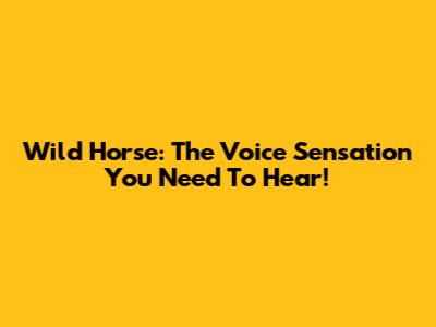 Wild Horse: The Voice Sensation You Need To Hear!