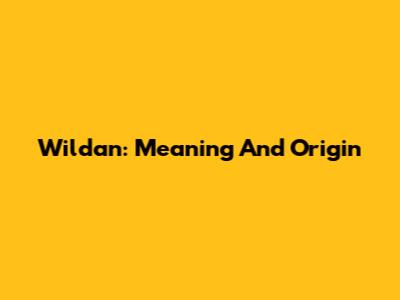 Wildan: Meaning And Origin