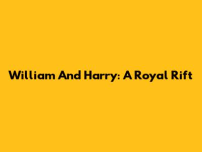 William And Harry: A Royal Rift
