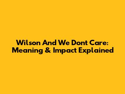 Wilson And We Don't Care: Meaning & Impact Explained
