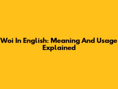 Woi In English: Meaning And Usage Explained