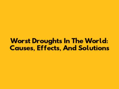 Worst Droughts In The World: Causes, Effects, And Solutions