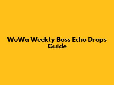 WuWa Weekly Boss Echo Drops Guide