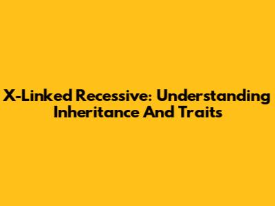 X-Linked Recessive: Understanding Inheritance And Traits