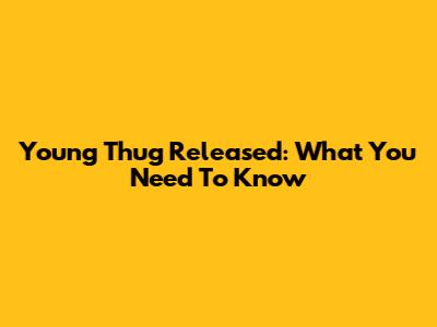 Young Thug Released: What You Need To Know