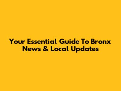 Your Essential Guide To Bronx News & Local Updates