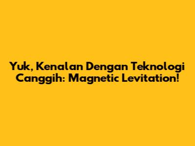 Yuk, Kenalan Dengan Teknologi Canggih: Magnetic Levitation!