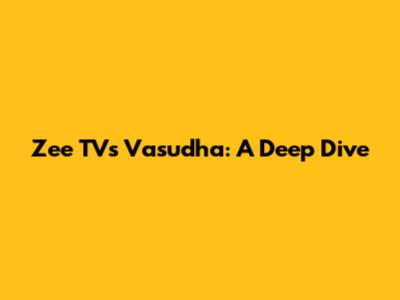Zee TV's Vasudha: A Deep Dive