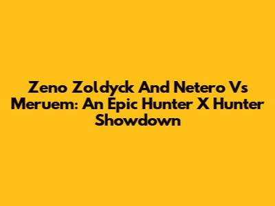 Zeno Zoldyck And Netero Vs Meruem: An Epic Hunter X Hunter Showdown