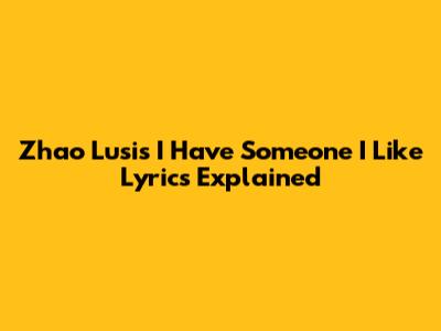 Zhao Lusi's 'I Have Someone I Like' Lyrics Explained
