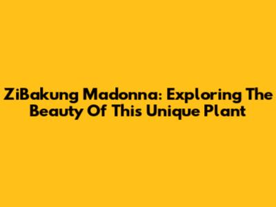ZiBakung Madonna: Exploring The Beauty Of This Unique Plant