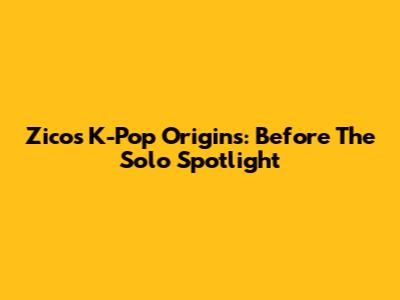 Zico's K-Pop Origins: Before The Solo Spotlight