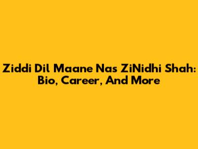 Ziddi Dil Maane Na's ZiNidhi Shah: Bio, Career, And More