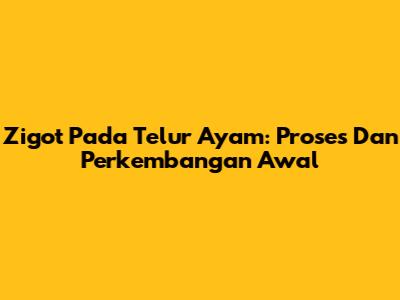 Zigot Pada Telur Ayam: Proses Dan Perkembangan Awal