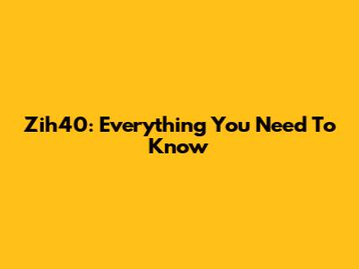 Zih40: Everything You Need To Know