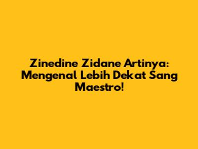 Zinedine Zidane Artinya: Mengenal Lebih Dekat Sang Maestro!