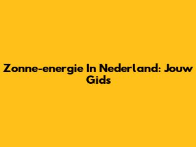 Zonne-energie In Nederland: Jouw Gids