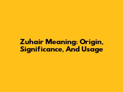 Zuhair Meaning: Origin, Significance, And Usage